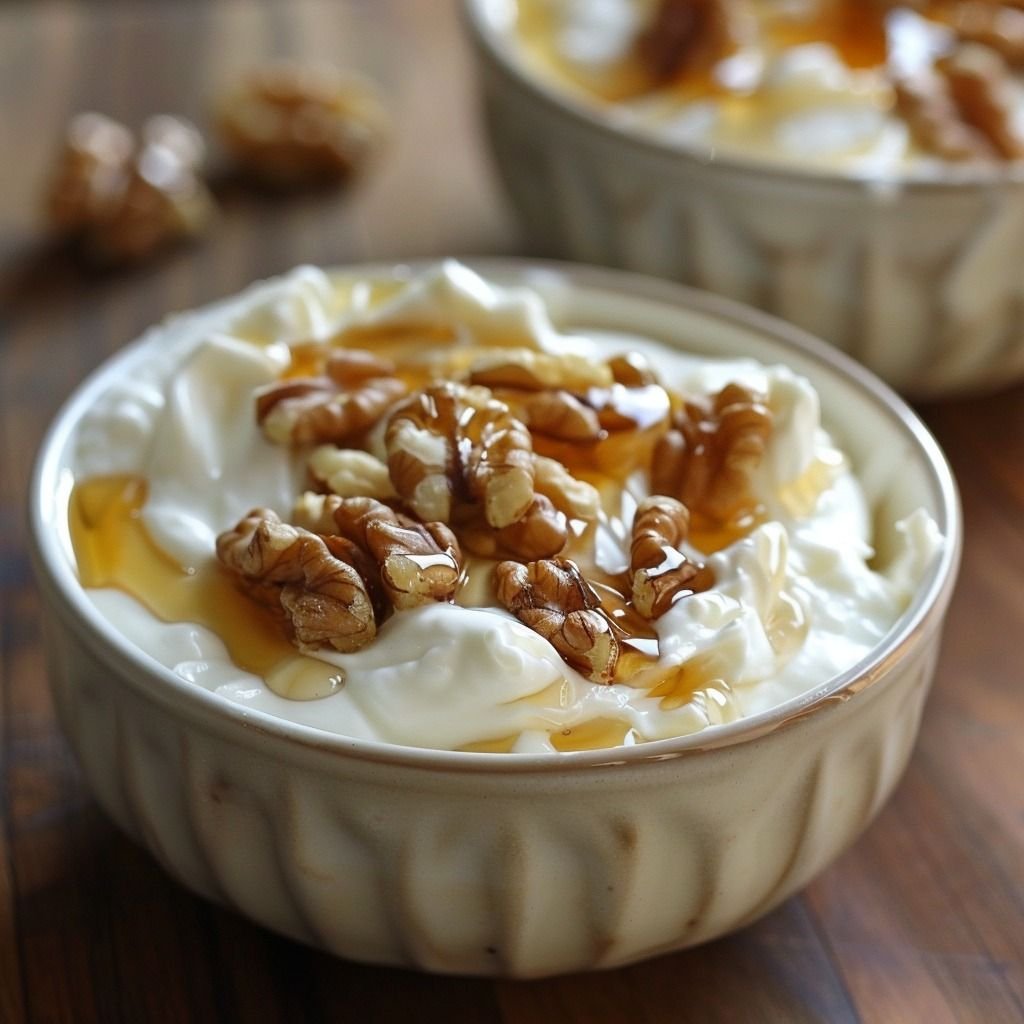 Greek yogurt with honey and walnuts