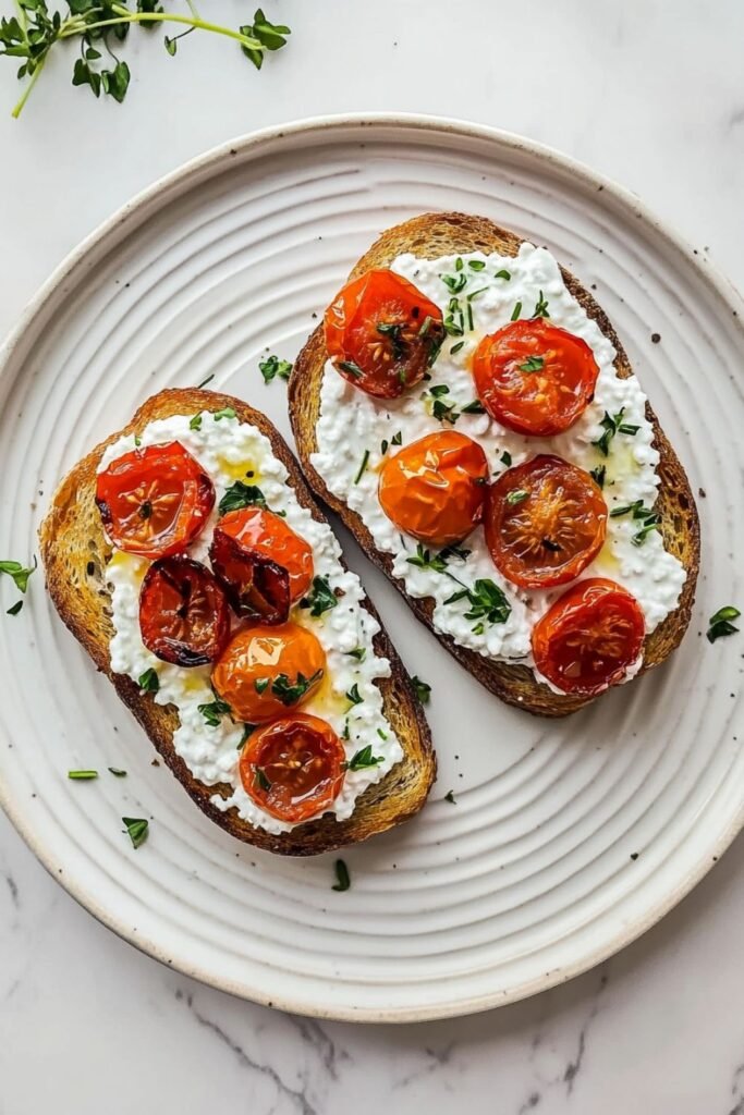 cottage cheese with tomatoes and olive oil